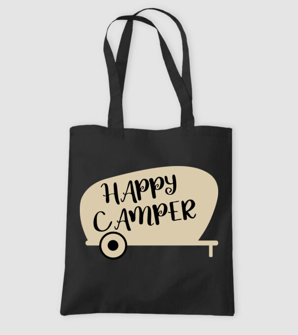 Happy camper text model negru pe tricou