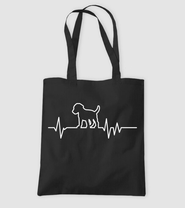 Heartbeat line Beagle model negru pe tricou