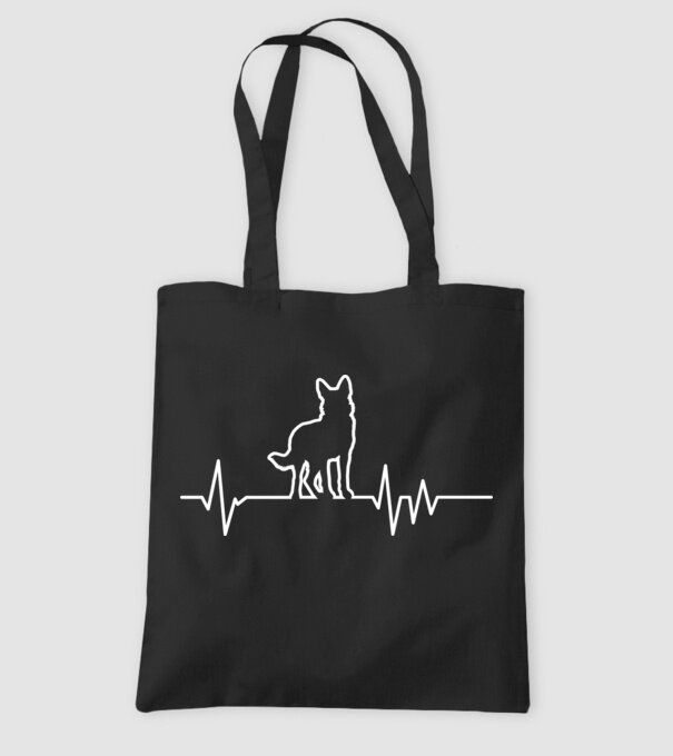 Heartbeat line Ciobănesc german model negru pe tricou