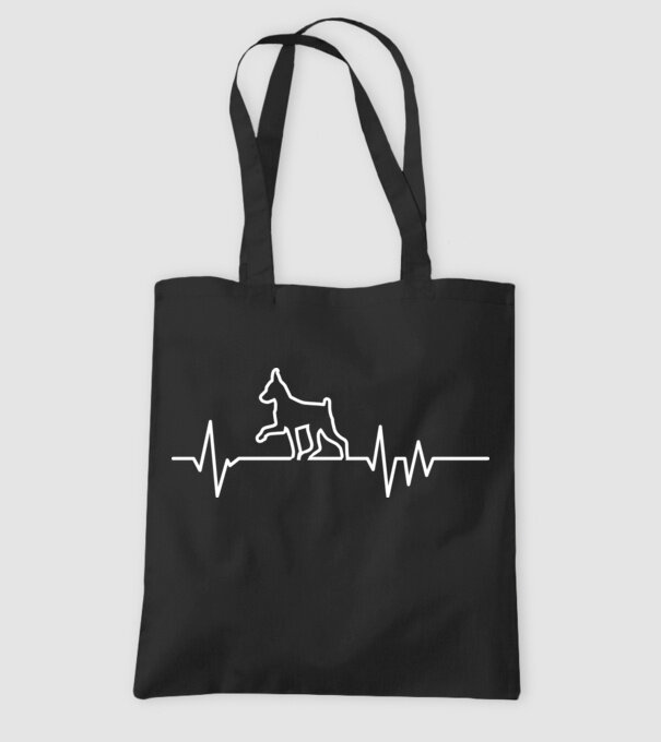 Heartbeat line Pinscher model negru pe tricou