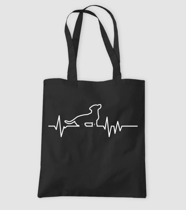 Heartbeat line Teckel model negru pe tricou
