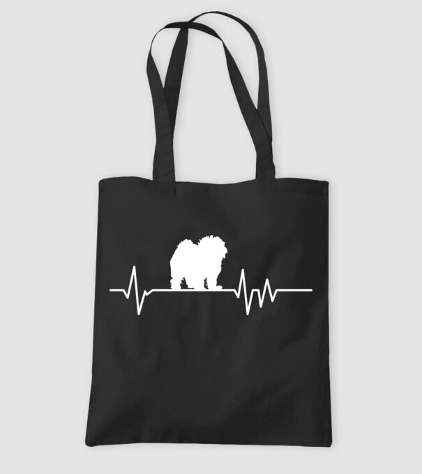 Heartbeat silueta Bolognese model negru pe tricou