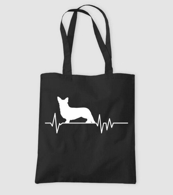 Heartbeat silueta Corgie model negru pe tricou