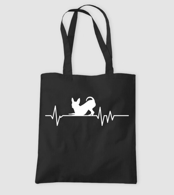 Heartbeat silueta Chihuahua model negru pe tricou