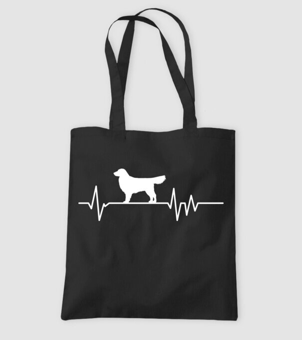 Heartbeat silueta Golden retriever model negru pe tricou