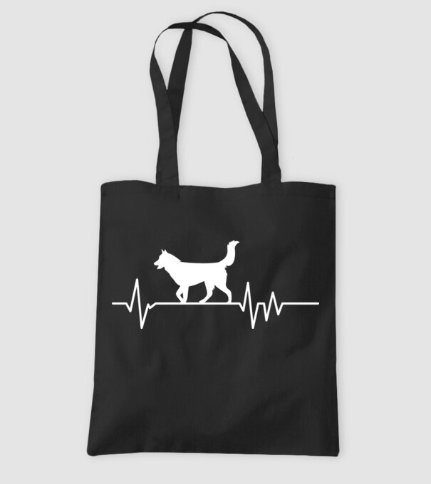 Heartbeat silueta Husky model negru pe tricou