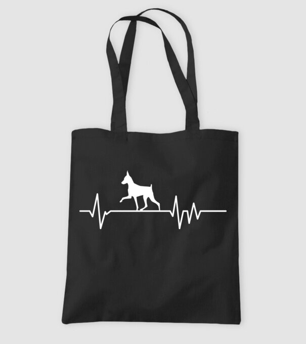 Heartbeat silueta Pinscher model negru pe tricou