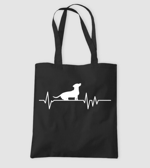 Heartbeat silueta Teckel model negru pe tricou