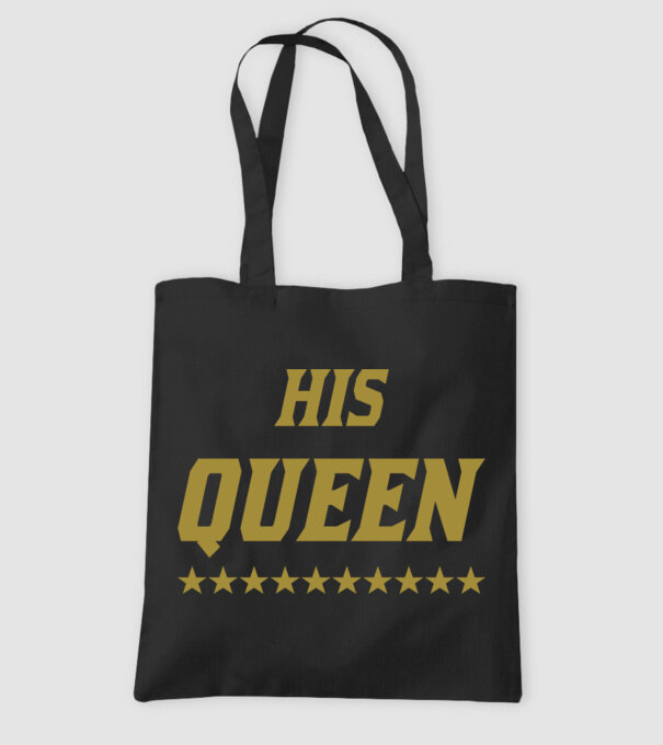 His Queen model negru pe tricou