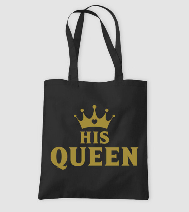 His Queen model negru pe tricou