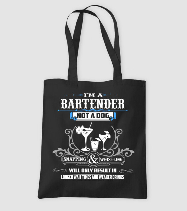 'I''m a bartender NOT a dog' model negru pe tricou