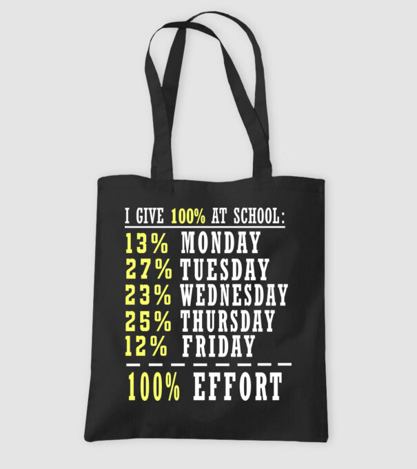I give 100% at school model negru pe tricou