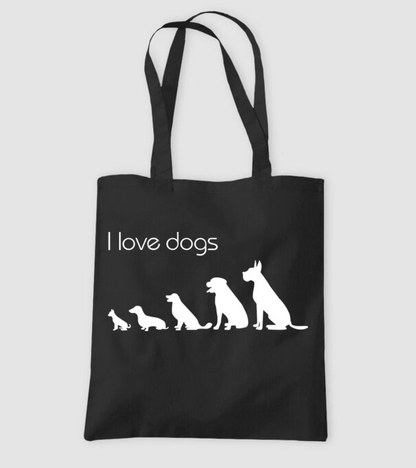 I love dogs model negru pe tricou