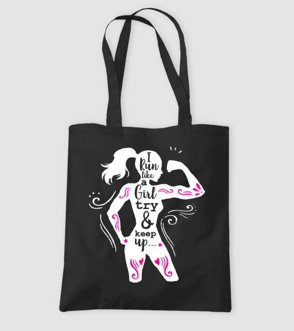 i run like a girl model negru pe tricou
