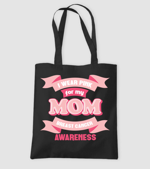 I wear pink for my mom model negru pe tricou
