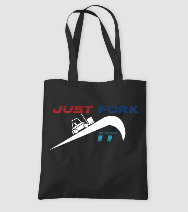 Just Fork It model negru pe tricou