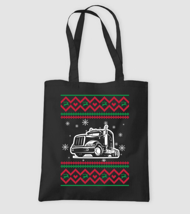Model tricotat de Crăciun - camion model negru pe tricou