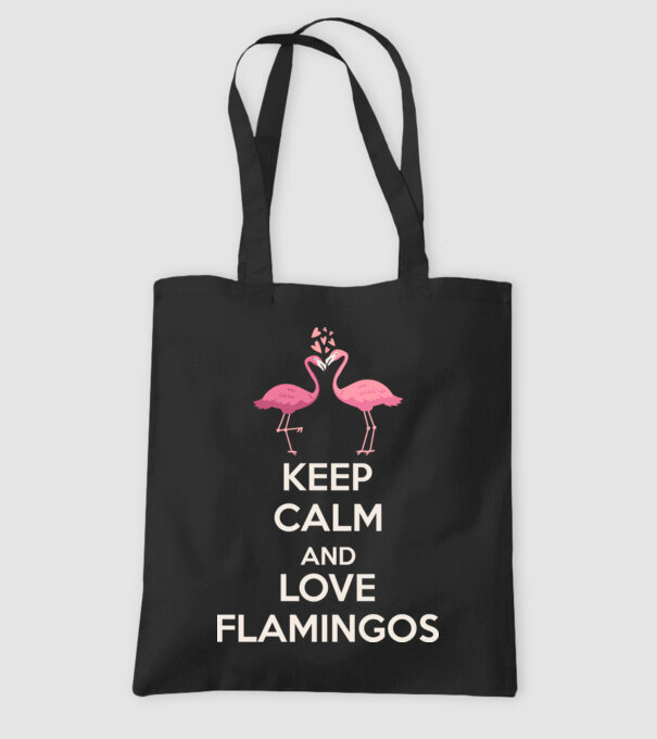 KEEP CALM and love flamingos light model negru pe tricou