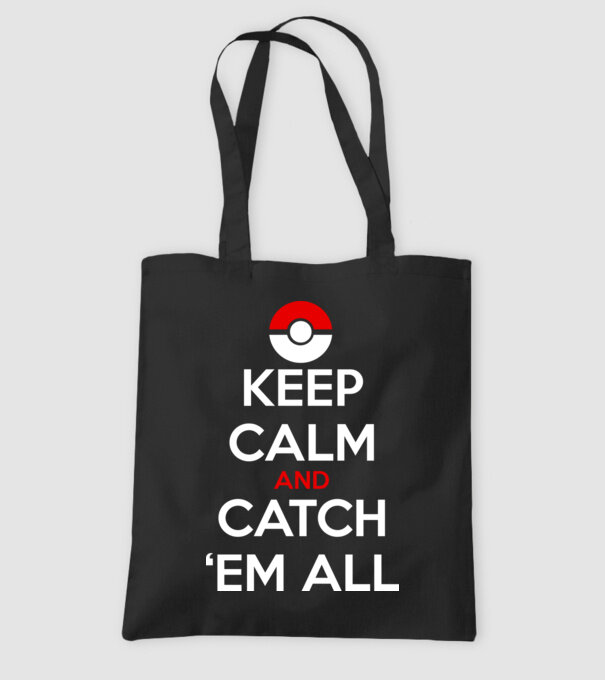 'Keep Calm catch ''em all!' model negru pe tricou