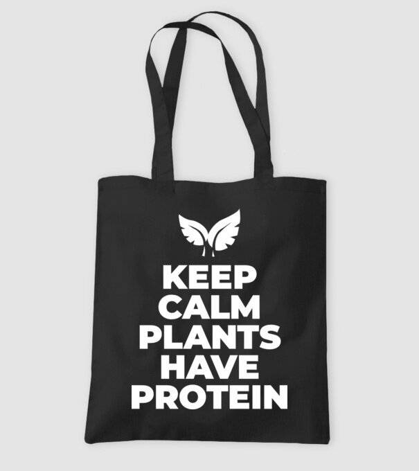keep calm plant protein model negru pe tricou