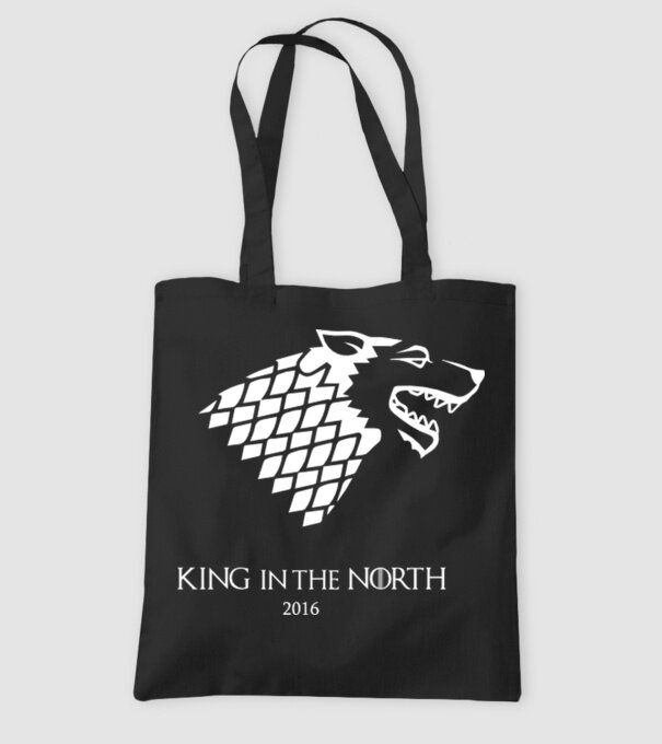 King in The North Wolf model negru pe tricou