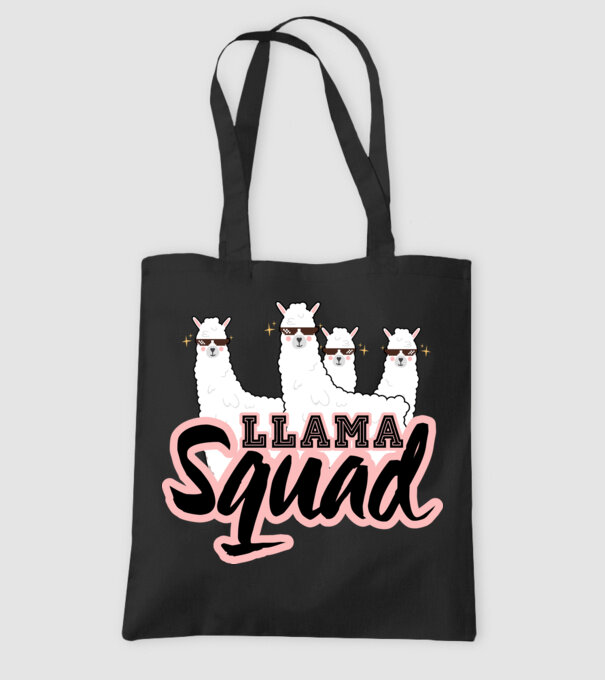 Llama squad model negru pe tricou