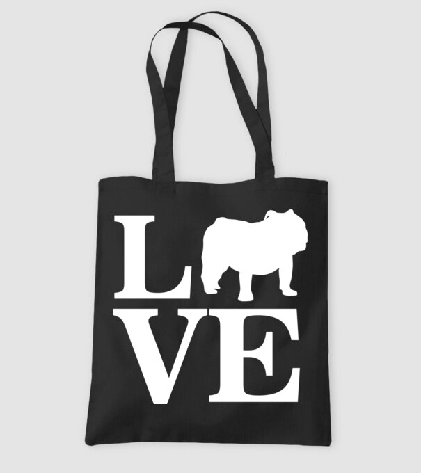 LOVE BULDOG ENGLEZESC model negru pe tricou