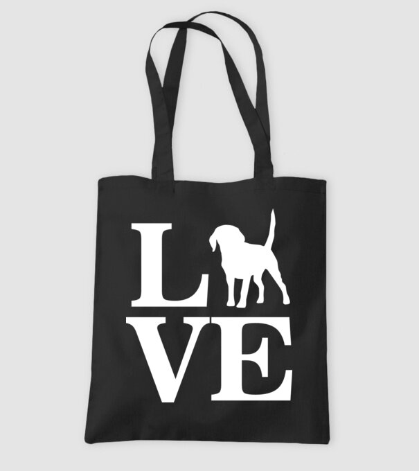 LOVE BEAGLE model negru pe tricou