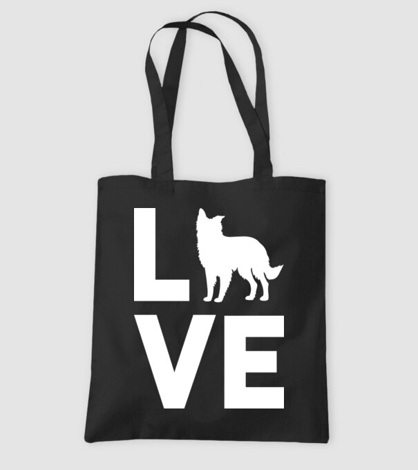 LOVE Border Collie model negru pe tricou