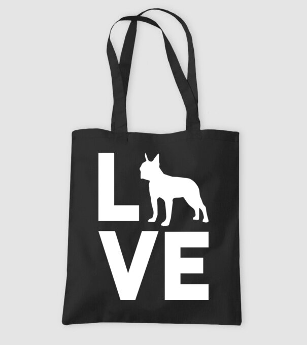 LOVE Boston Terrier model negru pe tricou