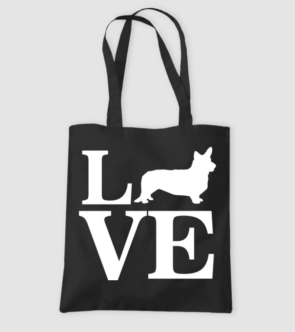 LOVE CORGIE model negru pe tricou