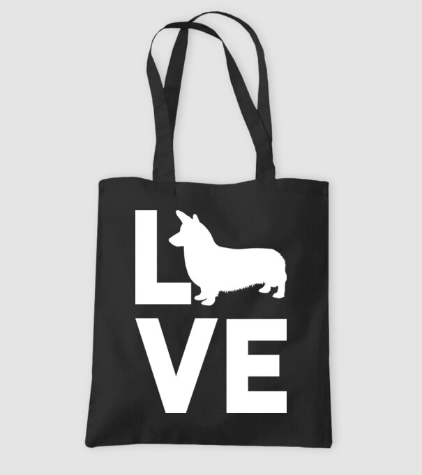 LOVE Corgie model negru pe tricou