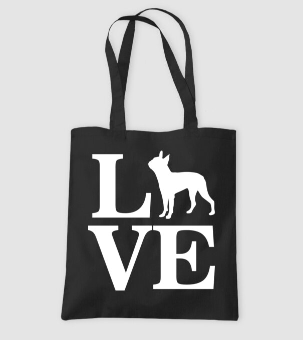 LOVE FRANCIA BULLDOG model negru pe tricou