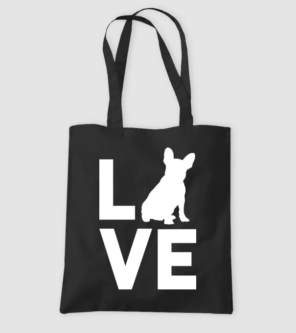 LOVE Bulldog francez model negru pe tricou