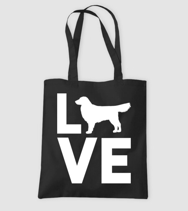 LOVE Golden Retriever model negru pe tricou