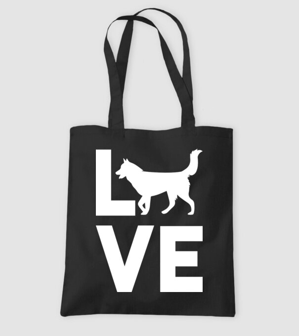LOVE Husky model negru pe tricou