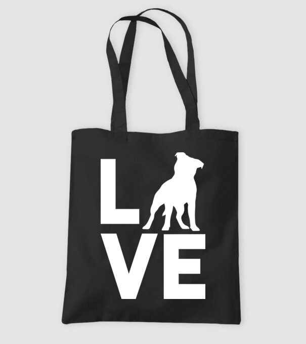 LOVE Staffordshire Terrier model negru pe tricou
