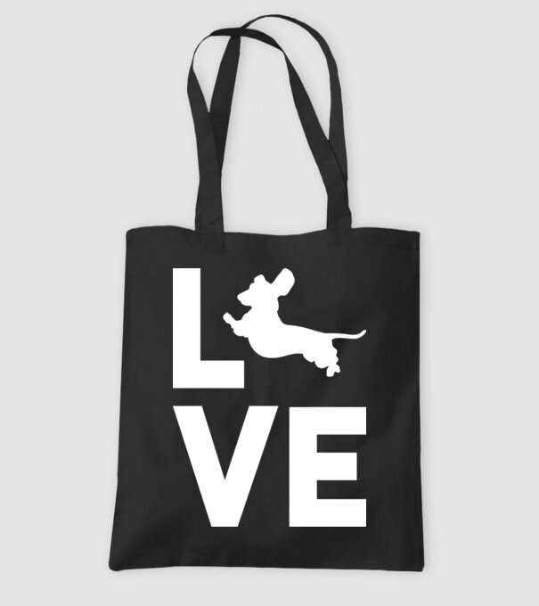 LOVE Teckel model negru pe tricou