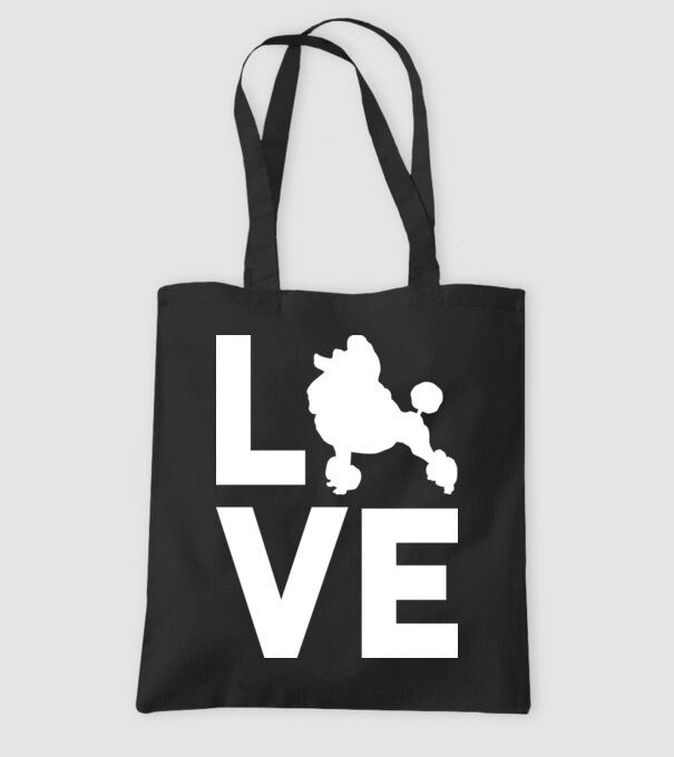 LOVE Pudel model negru pe tricou