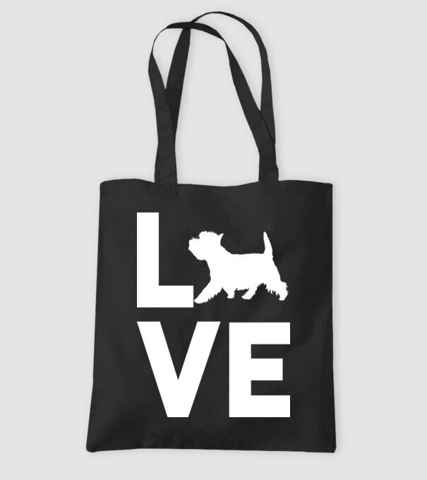 LOVE Westie model negru pe tricou