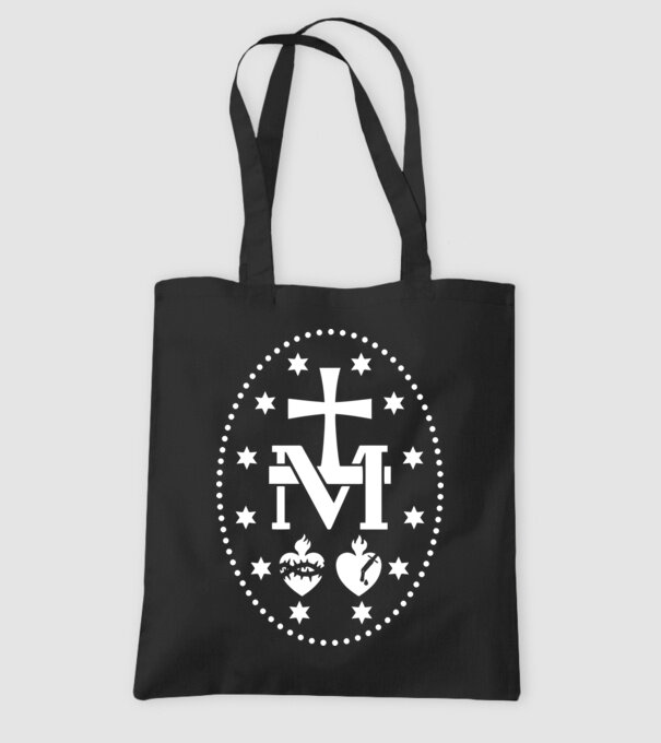 Simboluri medalie Maria model negru pe tricou