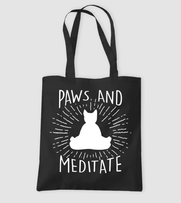 Pisică Meditând model negru pe tricou