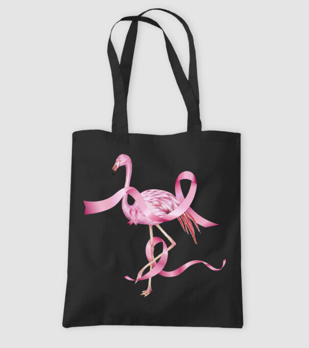 Împotriva Cancerului de sân flamingo model negru pe tricou