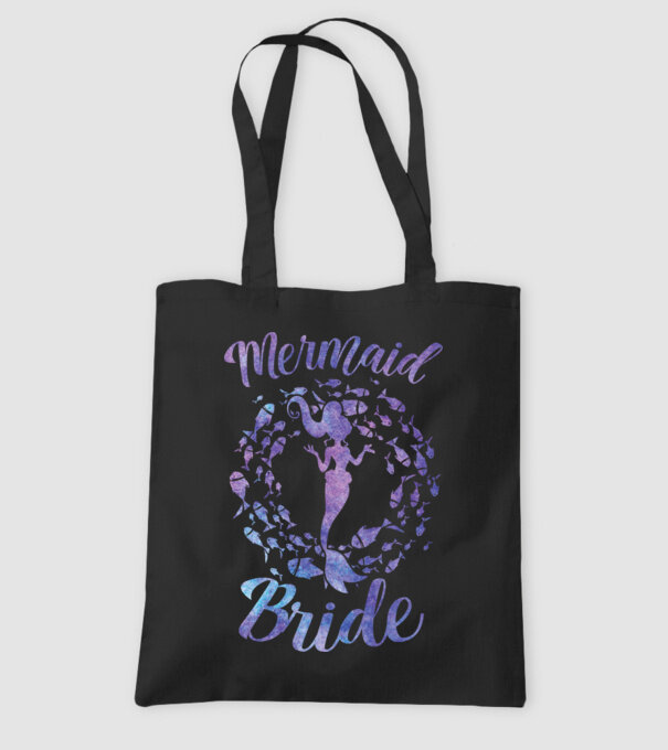 Mermaid bride aquarell model negru pe tricou