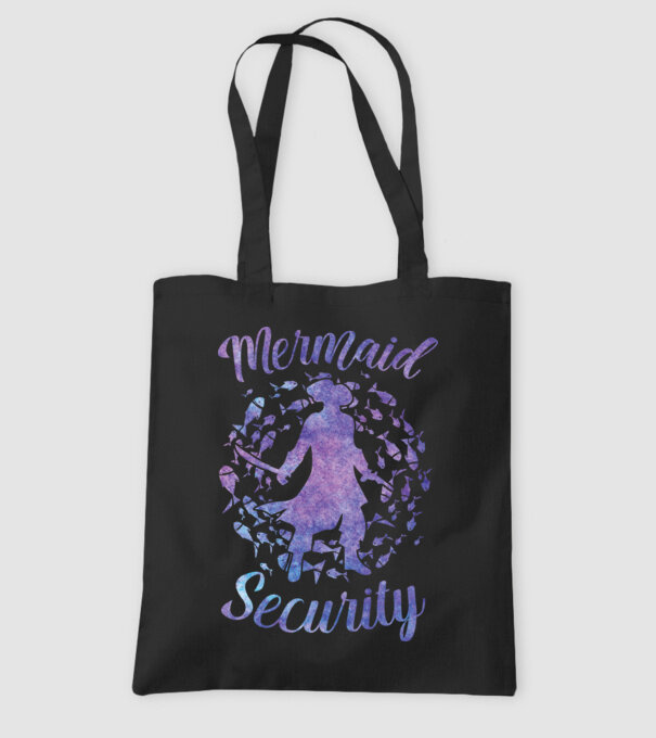 Mermaid Security boys aquarell model negru pe tricou