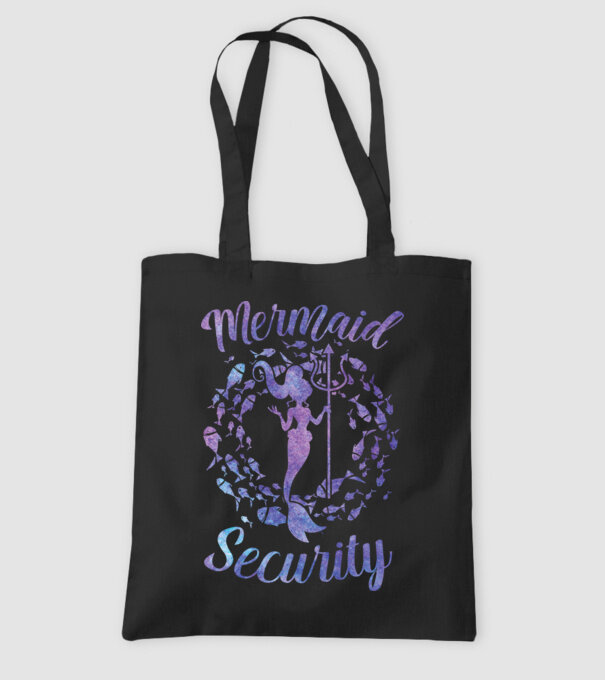 Mermaid Security girls aquarell model negru pe tricou
