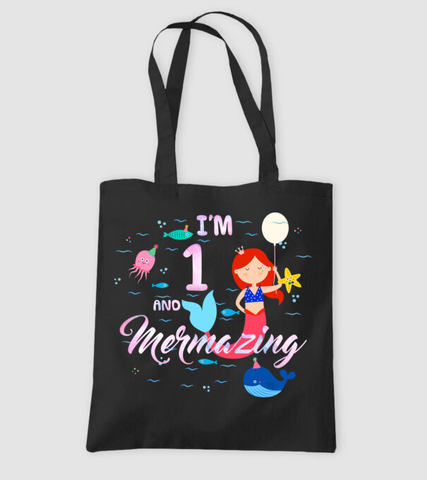 Mermazing Birthday 1 model negru pe tricou