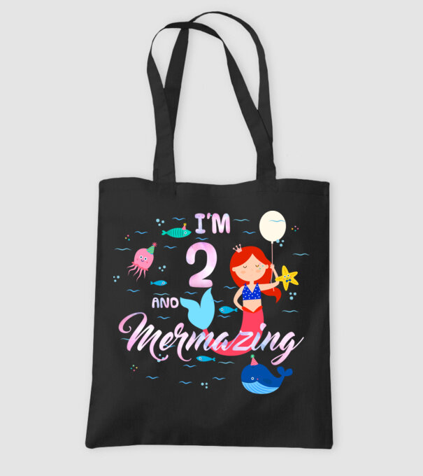 Mermazing Birthday 2 model negru pe tricou