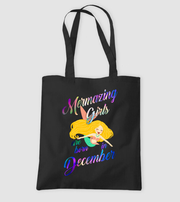 Mermazing girls are born december model negru pe tricou