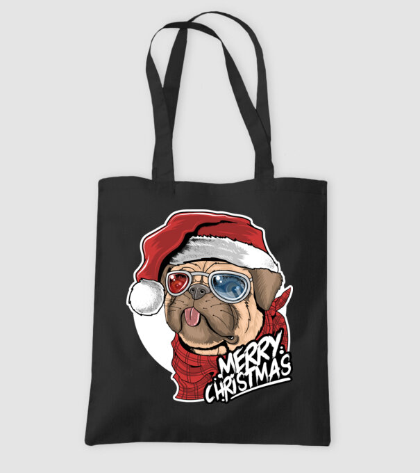 Merry Christmas Mopsz model negru pe tricou